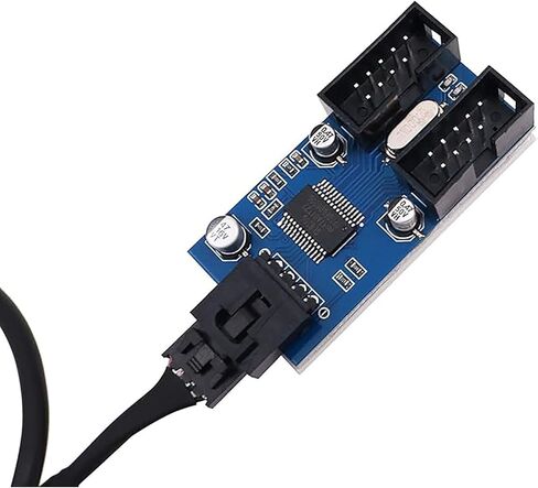 موزع رأس USB ذو 9 سنون، 1 إلى 2 منافذ، بطاقة توسيع USB 2.0 داخلية للوحة الأم للكمبيوتر الشخصي، مع دعم لاصق in Kuwait