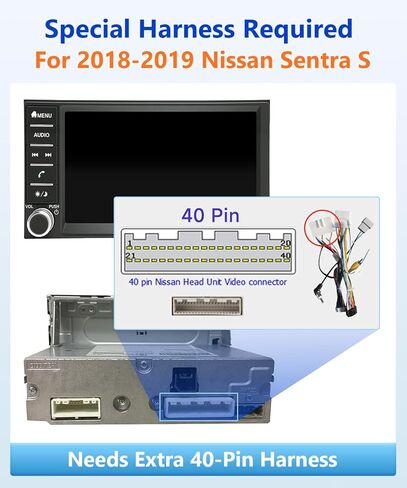 وصلة أسلاك 40 سنًا مخصصة للتوصيل والتشغيل لموديلات Nissan Sentra S 2018 2019، تصميم حقيقي للتوصيل والتشغيل، لا يلزم قطع أو ربط إضافي لتثبيت سريع ونظيف in Kuwait