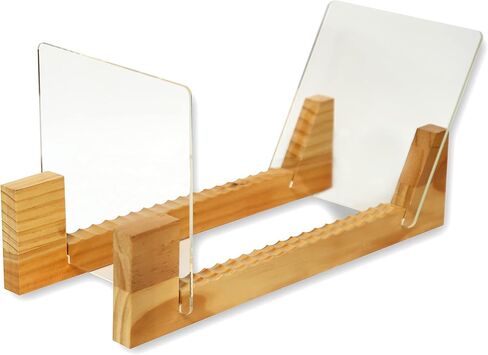 VK-Royal Vinyl Records Storage Holder Display Stand – "12 inch Holds Up to 50 Turntable LP's Records Albums – Wood Stand, Rubber Grip pad and Clear Acrylic Ends – Vinyl Record Storage Stand (Pine) in Kuwait