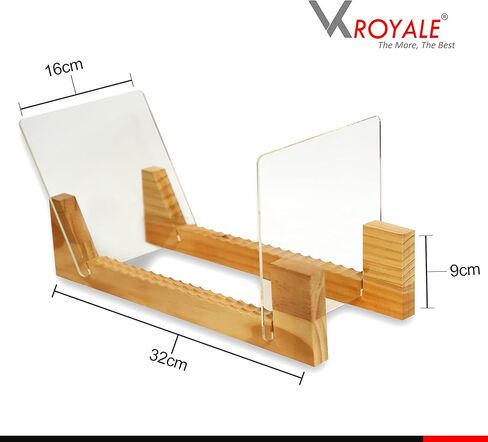 VK-Royal Vinyl Records Storage Holder Display Stand – "12 inch Holds Up to 50 Turntable LP's Records Albums – Wood Stand, Rubber Grip pad and Clear Acrylic Ends – Vinyl Record Storage Stand (Pine) in Kuwait