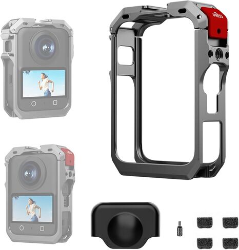 قفص كاميرا معدني متوافق مع ملحقات DJI Osmo 360، حافظة واقية من الألومنيوم، غطاء عدسة من السيليكون، إطار هيكلي موسع، تبديد الحرارة وحماية من السقوط، قفص كاميرا العمل in Kuwait