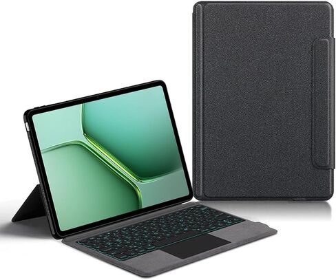 لوحة مفاتيح لاسلكية بإضاءة خلفية مع لوحة تتبع وحافظة لجهاز iQOO Pad/Pad 2 / Pad 5 / Pad 5e 12.1 بوصة (أسود، iQOO Pad 5 12.1 بوصة، لوحة مفاتيح بلوتوث ذكية بإضاءة خلفية RGB) in Kuwait