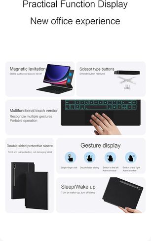 حافظة لوحة مفاتيح بلوتوث لاسلكية مغناطيسية ذكية لهاتف Huawei MatePad Pro 12.2 بوصة 2025 (أسود، MatePad Pro 12.2"، لوحة مفاتيح عائمة مغناطيسية بإضاءة خلفية بـ 7 ألوان) in Kuwait