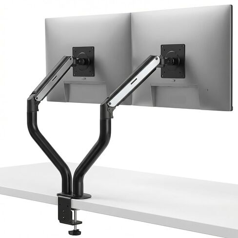 Casaphoria Dual Monitor Arm, Gas Spring Adjustable Monitor Desk Mount for 2 Screens 17–32 Inch, VESA 75x75/100x100 Double Monitor Stand, Each Arm Holds up to 20.94 lbs (Black) in Saudi Arabia