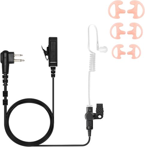 Earpiece for Motorola Walkie Talkie and Radio with PTT/Mic, Compatible for CP200D CP100D R2 CP200 CP185 BPR40 CLS1410 CLS1110 RMU2040 RMU2080D, 2-Wire Acoustic Tube Surveillance Headset, 2 Pin in Kuwait