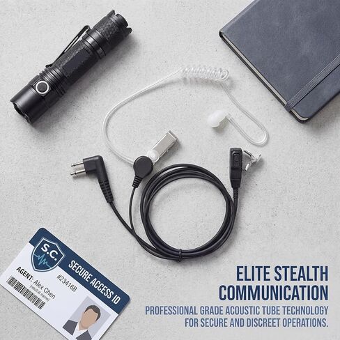 سماعة أذن لاسلكية مع ميكروفون/PTT متوافقة مع راديو موتورولا cls1410 cls1110 cp185 Cp200 cp200d cp100 rdm2070d bpr40، سماعة أذن أنبوبية صوتية سرية، عبوتان in Kuwait
