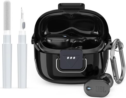 WADVCU[Upgrade Secure Lock] for JBL Tune Buds 2 Case Cover with Cleaner kit, Protective TPU Transparent Hard Shell ONLY Compatible with JBL Tune Buds 2nd Gen Earbuds Charging Case with Keychain(Black) in Kuwait
