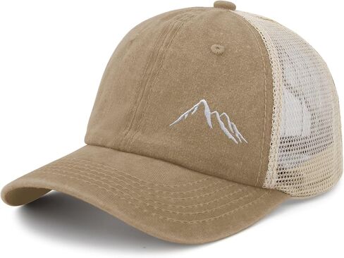 Mountain Embroidery Trucker Hat, Breathable Mesh Baseball Cap, Adjustable Snapback for Hiking, Camping, Travel in Kuwait