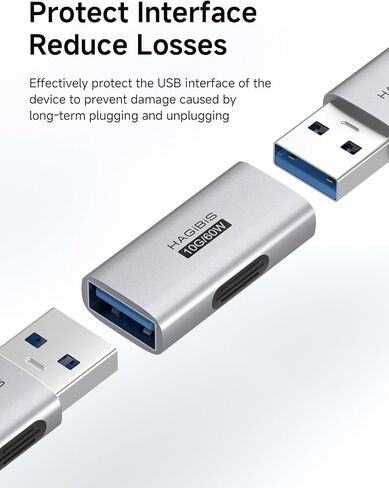USB 3.2 Adapter 2 Pack, USB A Female to Female Connector OTG Adapter 10Gbps 60W Cable Extender for Laptops Charger PC Car Mouse Keyboard in Kuwait