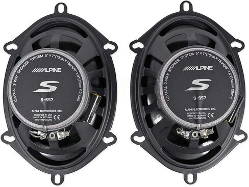 زوج من مكبرات الصوت ALPINE S-S57 بقوة 230 وات 5 × 7 بوصة أو 6 × 8 بوصة مجموعة مكبرات صوت السيارة المحورية ثنائية الاتجاه مع موصل سلك مكبر الصوت METRA 72-5512 المتوافق مع فورد 1987-Up (عنصران) in Kuwait