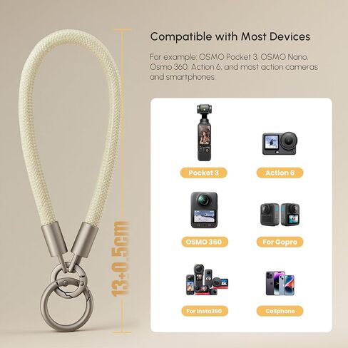 STARTRC PHOTO Nylon Hand Wrist Straps Lanyard for DJI Osmo Pocket 4/3/Action 6/5 Pro,for insta360/X3 X4 X5,for GoPro HERO12 Action Camera accessories(White) in Kuwait