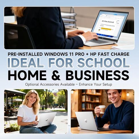 HP 15 Touchscreen Business Laptop - Win 11 Pro | Free Office 365 for The Web | 15.6" FHD Anti-Glare Display | Intel 10-Core i7 1355U | 16GB RAM + 512GB SSD | Intel Iris Xe GPU | Wi-Fi 6 | Copilot in Kuwait