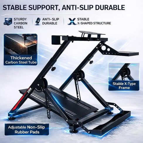 LGIB Foldable Sim Racing Wheel Stand with Seat Slot, Fully Adjustable Racing Simulator Cockpit, Supports Shifter & Handbrake, Compatible with Logitech, Thrustmaster, Moza for PS5, PS4, Xbox & PC in Kuwait