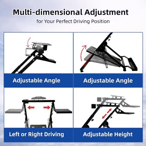 LGIB Foldable Sim Racing Wheel Stand with Seat Slot, Fully Adjustable Racing Simulator Cockpit, Supports Shifter & Handbrake, Compatible with Logitech, Thrustmaster, Moza for PS5, PS4, Xbox & PC in Kuwait