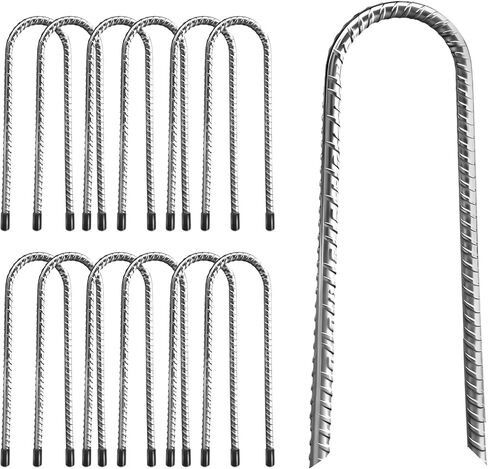 12 Pack Tent Stakes Heavy Duty, 8 ’’ Camping Stakes Ground Anchors High Wind, U Hook Galvanized Steel Garden Ground Stakes for Camping Patio, Garden, Canopies, Outdoor (12, Black) in Kuwait
