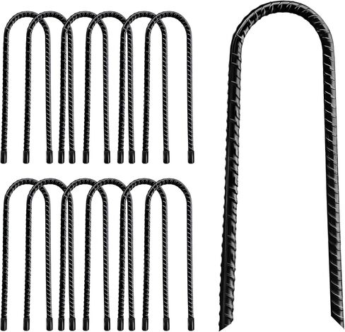 12 Pack Tent Stakes Heavy Duty, 8 ’’ Camping Stakes Ground Anchors High Wind, U Hook Galvanized Steel Garden Ground Stakes for Camping Patio, Garden, Canopies, Outdoor (12, Black) in Saudi Arabia