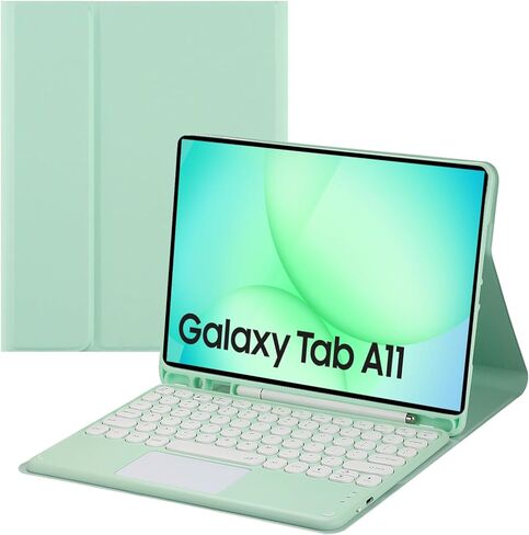 Touch Keyboard Case for Samsung Galaxy Tab A11 8.7 Inch 2025 and Galaxy Tab A9 8.7Inch 2023 - Soft TPU Cover with Detachable Bluetooth Touch Keyboard (Blue) in Saudi Arabia