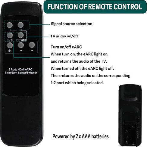 موزع HDMI eARC 4K@60 هرتز 1 في 2، محول HDMI 2 في 1 مع مستخرج صوت eARC لمكبر الصوت، مكبر الصوت، دعم EDID، Toslink SPDIF البصري، محوري in Kuwait
