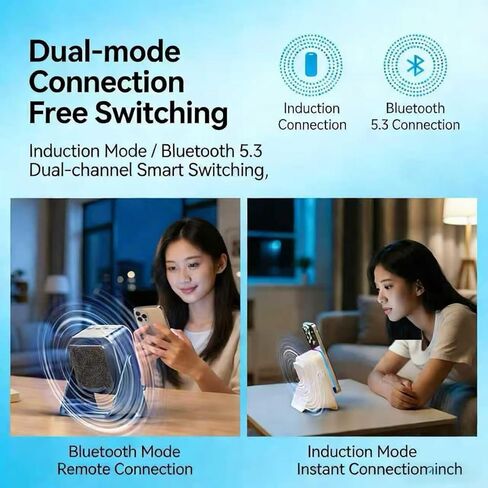 5-in-1 Wireless Induction Speaker,360°Adjustable Phone Stand with Wireless Bluetooth Speaker, Stereo Sound, Multiple RGB Ambient Lights,3500mAh Rechargeable Compatible with iPhone Gifts for Men Women in Kuwait