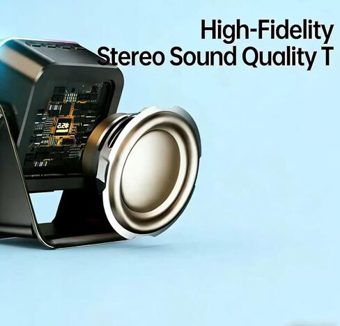 5-in-1 Wireless Induction Speaker,360°Adjustable Phone Stand with Wireless Bluetooth Speaker, Stereo Sound, Multiple RGB Ambient Lights,3500mAh Rechargeable Compatible with iPhone Gifts for Men Women in Kuwait