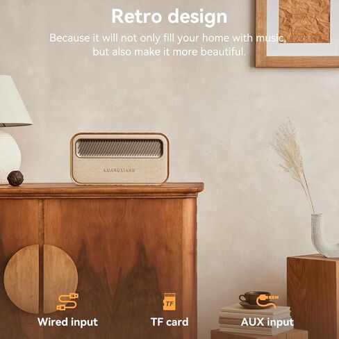 Bluetooth Speaker 45W(Peak) Wireless Portable Speaker with Bass, TWS Pairing, AUX, TF Card, Voice Assistant, Loud Wireless Wood Speakers, Retro Speaker for Home Party, Outdoor Camping in Kuwait