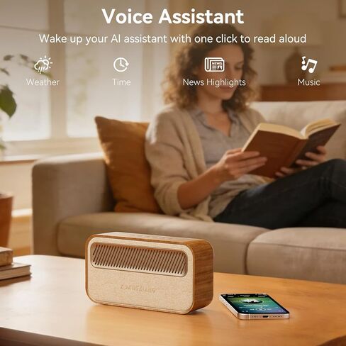 Bluetooth Speaker 45W(Peak) Wireless Portable Speaker with Bass, TWS Pairing, AUX, TF Card, Voice Assistant, Loud Wireless Wood Speakers, Retro Speaker for Home Party, Outdoor Camping in Kuwait