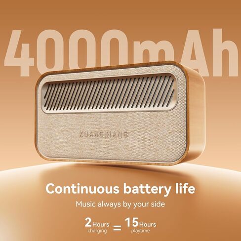 Bluetooth Speaker 45W(Peak) Wireless Portable Speaker with Bass, TWS Pairing, AUX, TF Card, Voice Assistant, Loud Wireless Wood Speakers, Retro Speaker for Home Party, Outdoor Camping in Kuwait