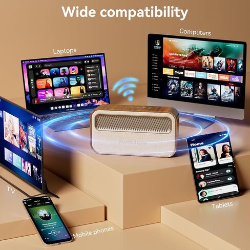 Bluetooth Speaker 45W(Peak) Wireless Portable Speaker with Bass, TWS Pairing, AUX, TF Card, Voice Assistant, Loud Wireless Wood Speakers, Retro Speaker for Home Party, Outdoor Camping in Kuwait