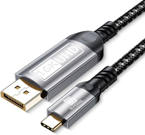 كابل USB-C إلى DisplayPort بطول 6.6 أقدام (16K@60 هرتز 8K@120 هرتز)، 80 جيجابت في الثانية سلك USB C إلى DP 2.1 Thunderbolt 3/4/5 متوافق مع MacBook Pro/Air، وiPhone 17 Pro Max، وiPad Pro، وiMac، وXPS. in Kuwait