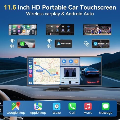 Carplay Screen for Car, Largest 11.5" Wireless Carplay & Android Auto Screen with 4K Dashcam / 1080P Rear Camera, Compatible with A-pple Carplay, Bluetooth, FM, TF Card, Voice Control, Navigation in Kuwait