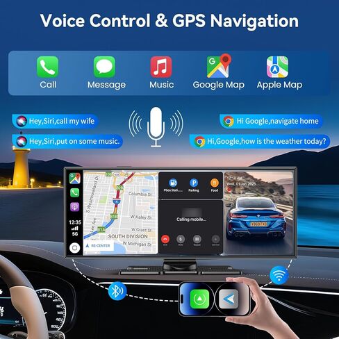 Carplay Screen for Car, Largest 11.5" Wireless Carplay & Android Auto Screen with 4K Dashcam / 1080P Rear Camera, Compatible with A-pple Carplay, Bluetooth, FM, TF Card, Voice Control, Navigation in Kuwait