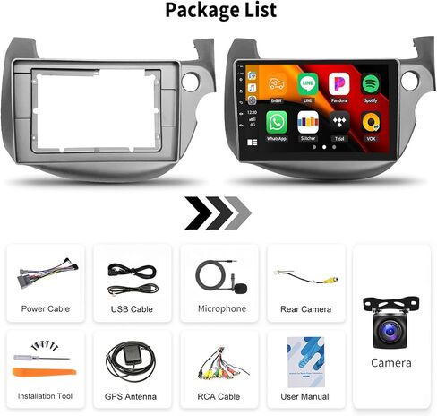 [2+64G] Android 15 Car Stereo for Honda Fit Jazz 2008-2013(Right Hand) with Wireless Carplay&Android Auto,10.1 Inch Touch Screen Car Radio with Mirror Link Bluetooth FM/RDS Radio WiFi GPS EQ SWC in Kuwait