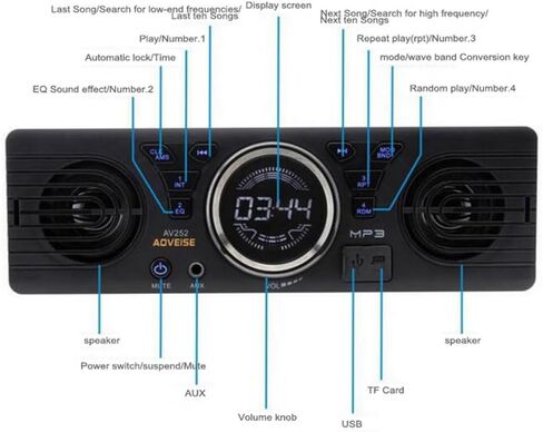 Car Radio with 2 Speakers, Bluetooth Car Stereo Car MP3 Player Support FM Radio/USB/TF Card/AUX in, Universal 1 Din 12V Car Audio Receivers in Kuwait