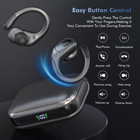 sajawass Wireless Earbuds, Sports Bluetooth Headphones, 75Hrs Playtime Ear Buds with LED Power Display, Noise Canceling Headset, IPX7 Waterproof Earphones for Workout/Running in Kuwait