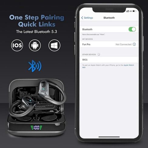 sajawass Wireless Earbuds, Sports Bluetooth Headphones, 75Hrs Playtime Ear Buds with LED Power Display, Noise Canceling Headset, IPX7 Waterproof Earphones for Workout/Running in Kuwait