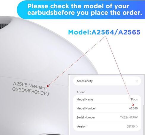 Replacement Original Right Earbud Replacement A2565 for Pod 3rd Gen, Replacement with OEM Air-Pro 3rd Charging Case A2566 It can only be Used in Combination with A2564. Other Models are not Compatible in Kuwait