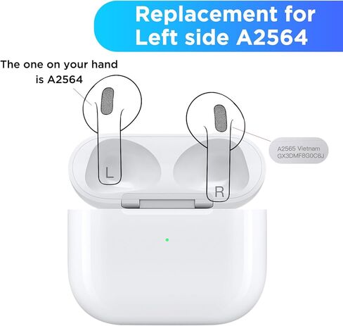 Replacement Original Right Earbud Replacement A2565 for Pod 3rd Gen, Replacement with OEM Air-Pro 3rd Charging Case A2566 It can only be Used in Combination with A2564. Other Models are not Compatible in Kuwait