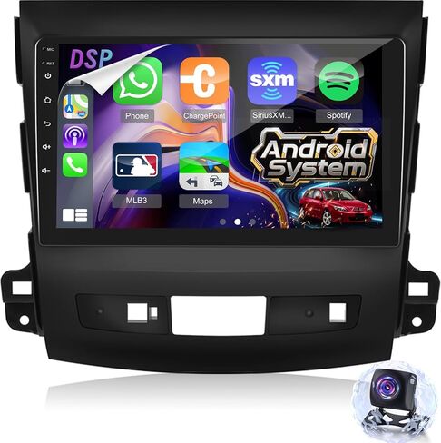 [4+64 جيجابايت] راديو Android لـ Mitsubishi Outlander 2/Peugeot 4007/Citroen C-Crosser 2008-2015: NHOPEEW 9 بوصة IPS تعمل باللمس Carplay Stereo - صفحة رئيسية مخصصة، DSP/EQ، 5G/WiFi + كاميرا الرؤية الخلفية in Kuwait