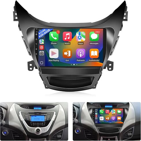 8 Core 4+64G Android Car Stereo for Hyundai Elantra 2011 2012 2013 مع Carplay Android Auto Mirror Link، Leadfan 9 بوصة تعمل باللمس راديو FM بلوتوث واي فاي نظام تحديد المواقع والملاحة كاميرا AHD in Kuwait