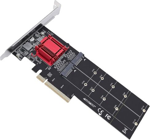 محول NVMe مزدوج إلى PCIe، بطاقة توسيع 2 منفذ M.2 NVMe SSD PCIe 3.1 X4 مع مجموعة شرائح ASM1812، محول اللوحة الأم للكمبيوتر المكتبي لـ 2230 2242 2260 2280 22110 in Kuwait