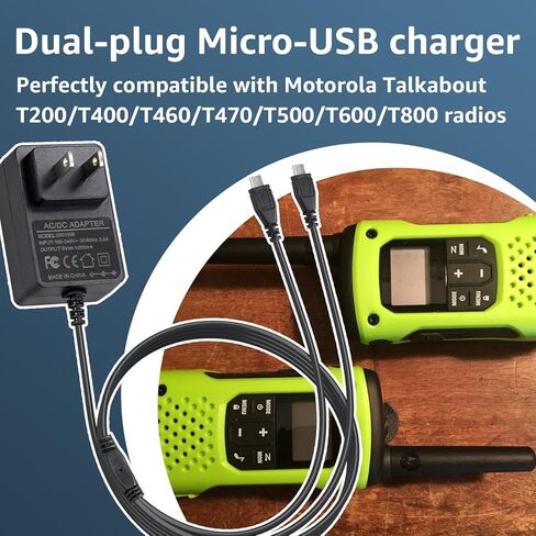 Charger for Motorola Radio Talkabout PMPN4204AR Y-Cable Compatible with Motorola Talkabout T200 T400 T460 T470 T500 T600 T800 with Dual Micro-USB Chargers in Kuwait