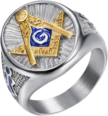 Jude Jewelers Stainless Steel Blue Gold Two Tone Masonic Master Mason Ring in Saudi Arabia