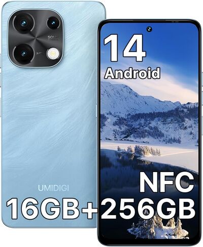 هواتف UMIDIGI Note 100 غير مقفلة، هاتف خلوي Android 14 NFC، 16(8+8) GB+256GB/ TF 1 تيرابايت، شاشة 6.8 بوصة HD + 120 هرتز، كاميرا 50 ميجابكسل، شحن سريع 5000 مللي أمبير + 20 وات، هواتف أندرويد ثنائية الشريحة، معرف الوجه + فتح بصمة الإصبع، نظام تحديد المواقع in Kuwait