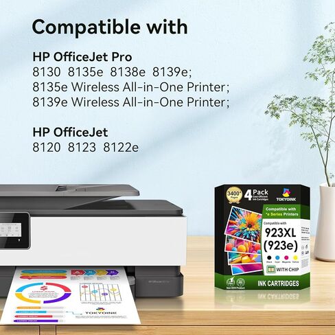 TOKYOINK 923 923e 923XL Ink Cartridges Combo Pack with Chip Replacement for HP 923 923e Ink Cartridges for HP Printer OfficeJet Pro 8130e 8135e 8139e 8125e 8138e 8122e 8120 8124e 8130(4 Pack B/C/M/Y) in Kuwait