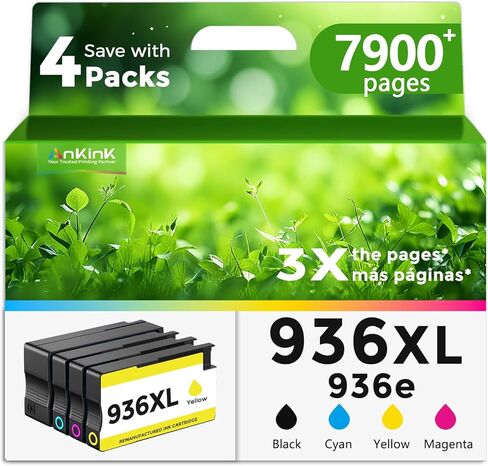 936 936XL Ink Cartridges Replacement for HP 936e 936 XL Ink Cartridge Combo Pack Compatible with OfficeJet Pro 9110 9120 9125 9130 9135 9735 9720 9730 9120e 9125e Printers (Black Cyan Magenta Yellow) in Kuwait