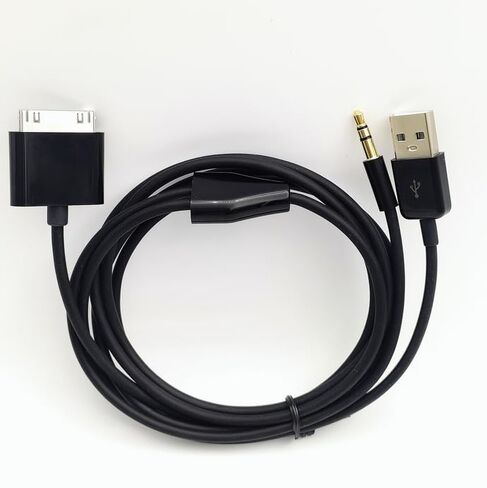 30-Pin Male to 3.5mm Auto AUX Input & USB Dock Connector Charging Cable Car Adapter for iPod Phone Pad 5ft Black in Kuwait