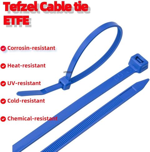 ربطة كابل Tefzel مقاس 4 بوصات، ربطة عنق بسحاب ETFE، أربطة بسحاب زرقاء عالية الحرارة، مقاومة كيميائية للتطبيقات الصناعية المطلوبة (عبوة من 100) in Kuwait