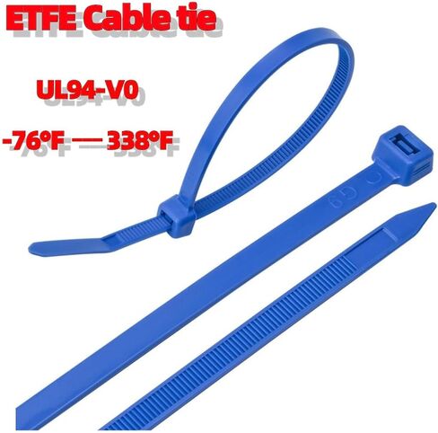 ربطة كابل Tefzel مقاس 4 بوصات، ربطة عنق بسحاب ETFE، أربطة بسحاب زرقاء عالية الحرارة، مقاومة كيميائية للتطبيقات الصناعية المطلوبة (عبوة من 100) in Kuwait