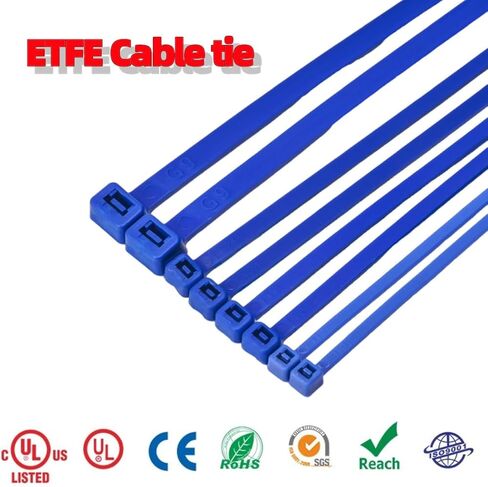 ربطة كابل Tefzel مقاس 4 بوصات، ربطة عنق بسحاب ETFE، أربطة بسحاب زرقاء عالية الحرارة، مقاومة كيميائية للتطبيقات الصناعية المطلوبة (عبوة من 100) in Kuwait
