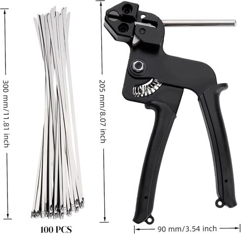 Heavy Duty Metal Zip Ties Tool Kit with 100pcs Self-locking Stainless Steel Zip Ties, Metal Tie Wrap Gun Kit for Chain Link Fence ties, Stainless Steel Cable Tie Gun for Fastening Cutting in Kuwait
